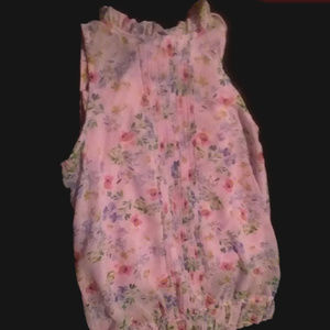 Beautees floral pink sleeveless #a13 blouse girl S